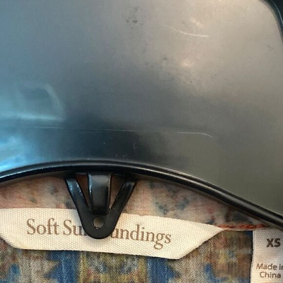 Soft Surroundings Sz XS Sheer Fall Color Orange Piping Detail Button Down Shirt - Picture 7 of 8